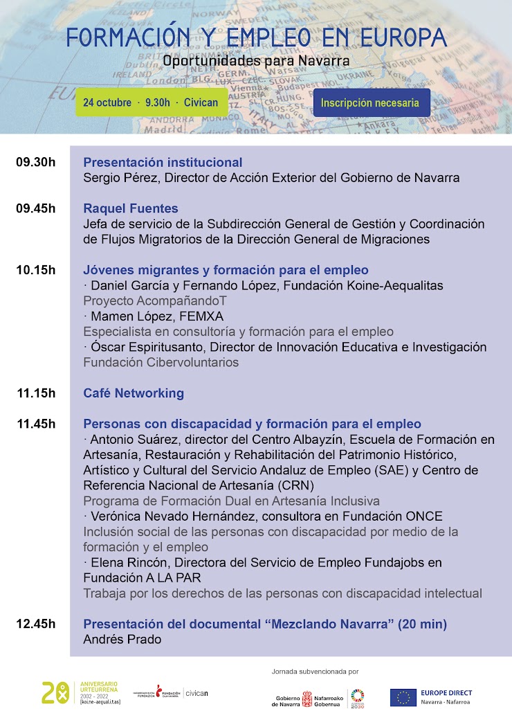 Agenda de la Jornada Formación y empleo en Europa